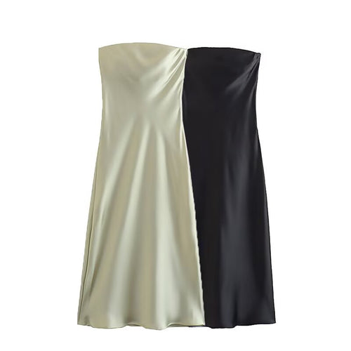 Damen langes Abendkleid im eleganten Satin-Look mit trägerlosem Design Drune