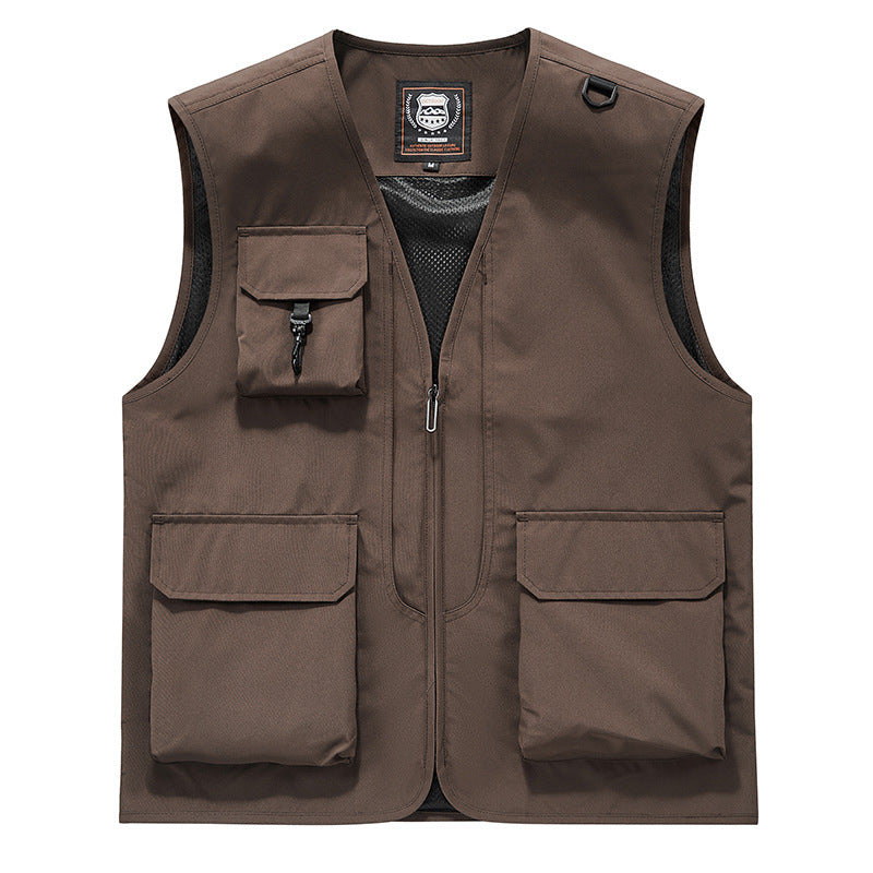 Unisex Multitaschen-Utility-Weste mit Mesh-Innenfutter, D-Ring und robusten Außenfächern Drune