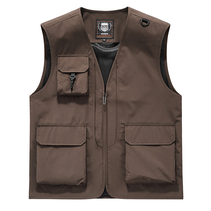 Unisex Multitaschen-Utility-Weste mit Mesh-Innenfutter, D-Ring und robusten Außenfächern Drune