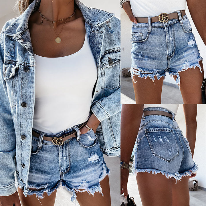 Damen Destroyed Denim-Shorts Drune
