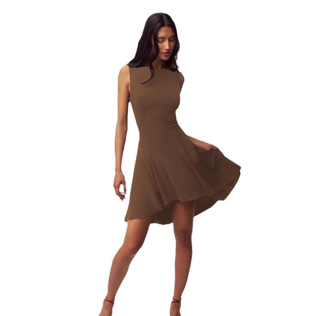 Damen elegantes Kleid mit asymmetrischem Saum und figurbetontem Design Drune