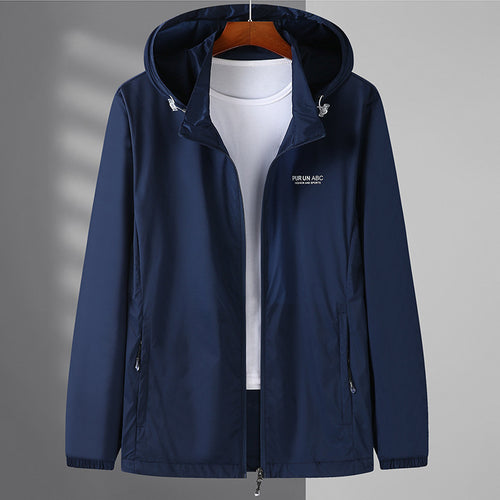Herren Ultraleichte Packbare Kapuzen-Outdoorjacke mit Zwei-Wege-Reißverschluss Drune