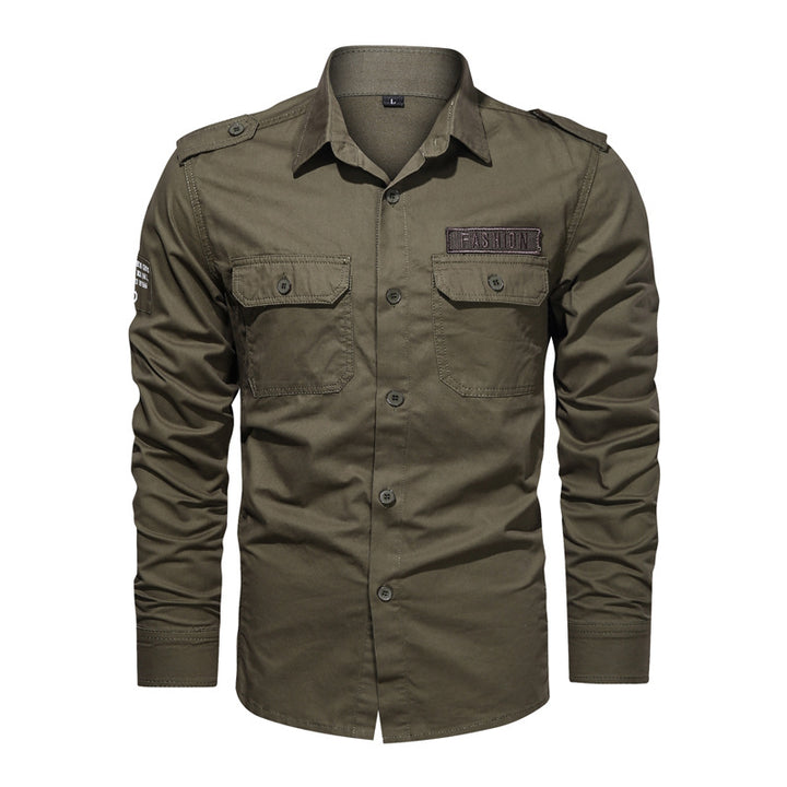 Herren nan robustes Baumwoll-Twill Fieldhemd mit aufgesetzten Klappbrusttaschen Schulterklappen und figurbetonter Passform Drune