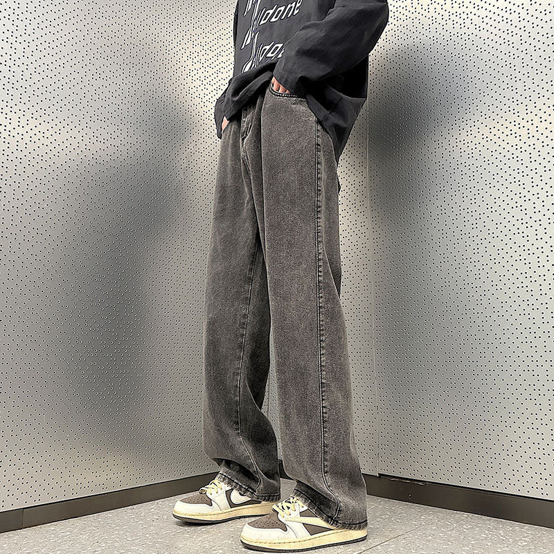 Herren Weite Vintage-Denim-Hose im Baggy‑Straßenstyle mit vorderer Bügelfalte Drune