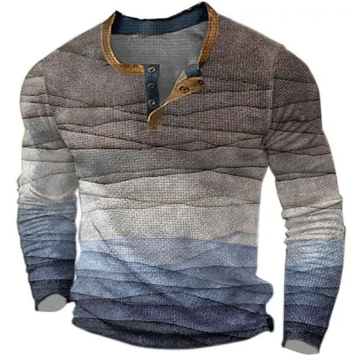 Herren Sportliches Langarmshirt mit Knopfleiste Drune