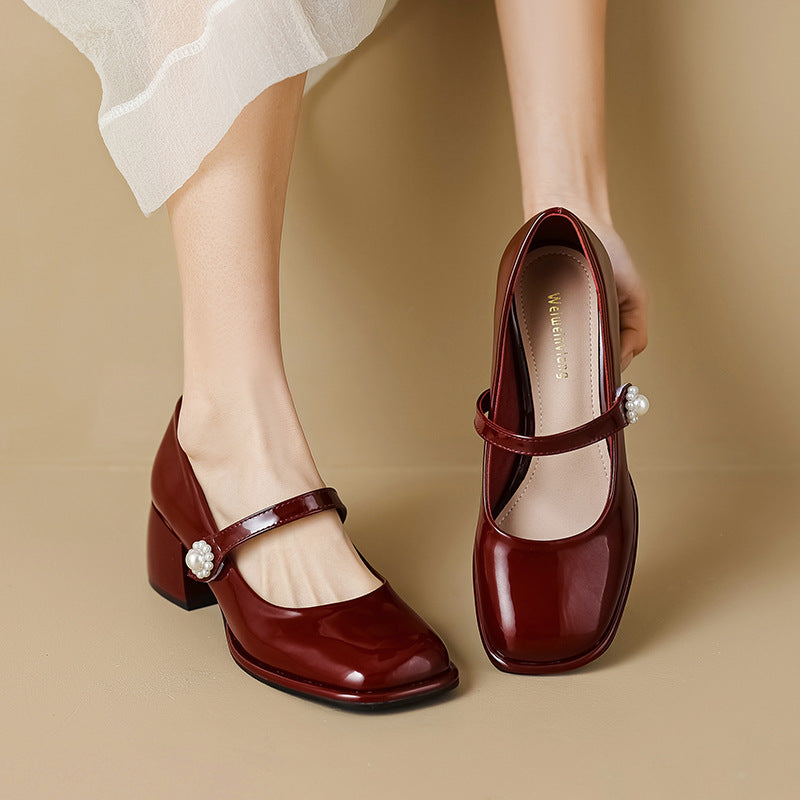 Damen Elegante Ballerinas mit modischem Riemen und funkelnder Schnallenverzierung Drune