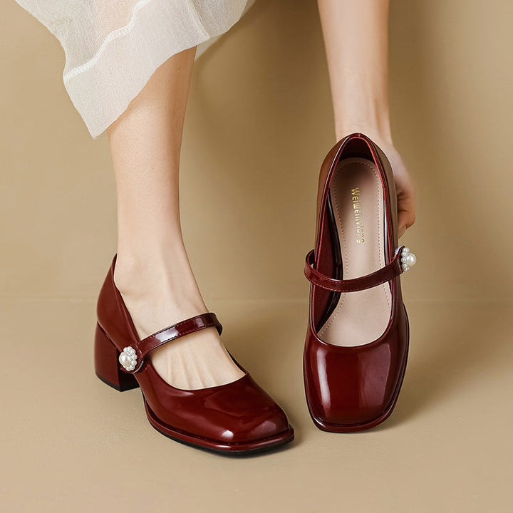 Damen Elegante Ballerinas mit modischem Riemen und funkelnder Schnallenverzierung Drune