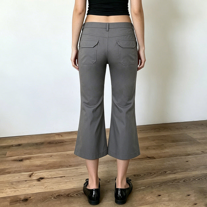Damen Verkürzte ausgestellte Stretch-Hose mit aufgesetzten Taschen Drune