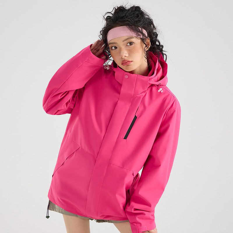 Damen Leichte wasserdichte Parka-Kapuzenjacke mit versiegelten Nähten und Kordelzug Drune
