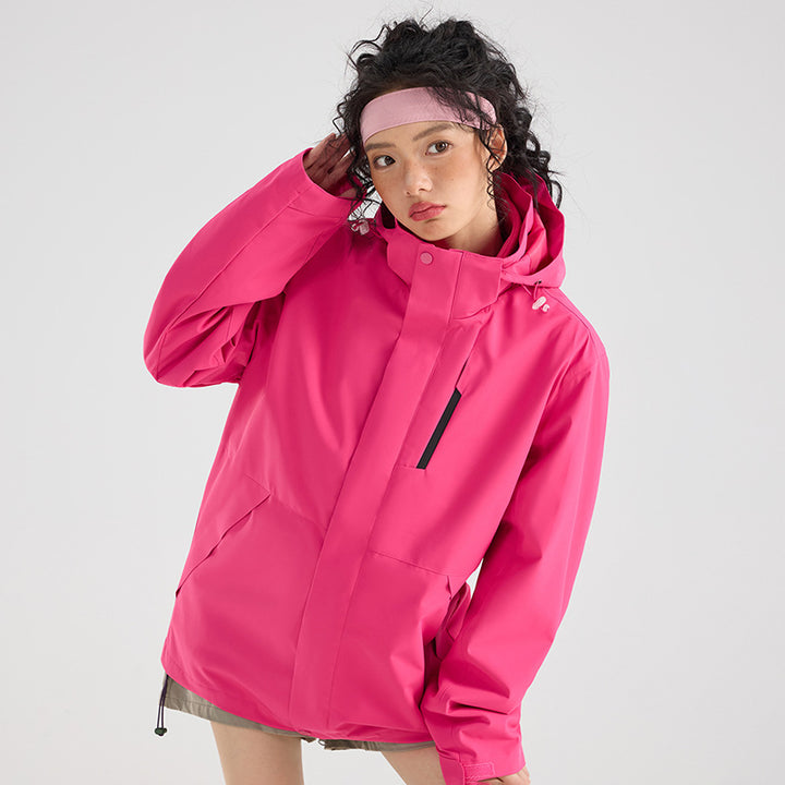 Damen Leichte wasserdichte Parka-Kapuzenjacke mit versiegelten Nähten und Kordelzug Drune