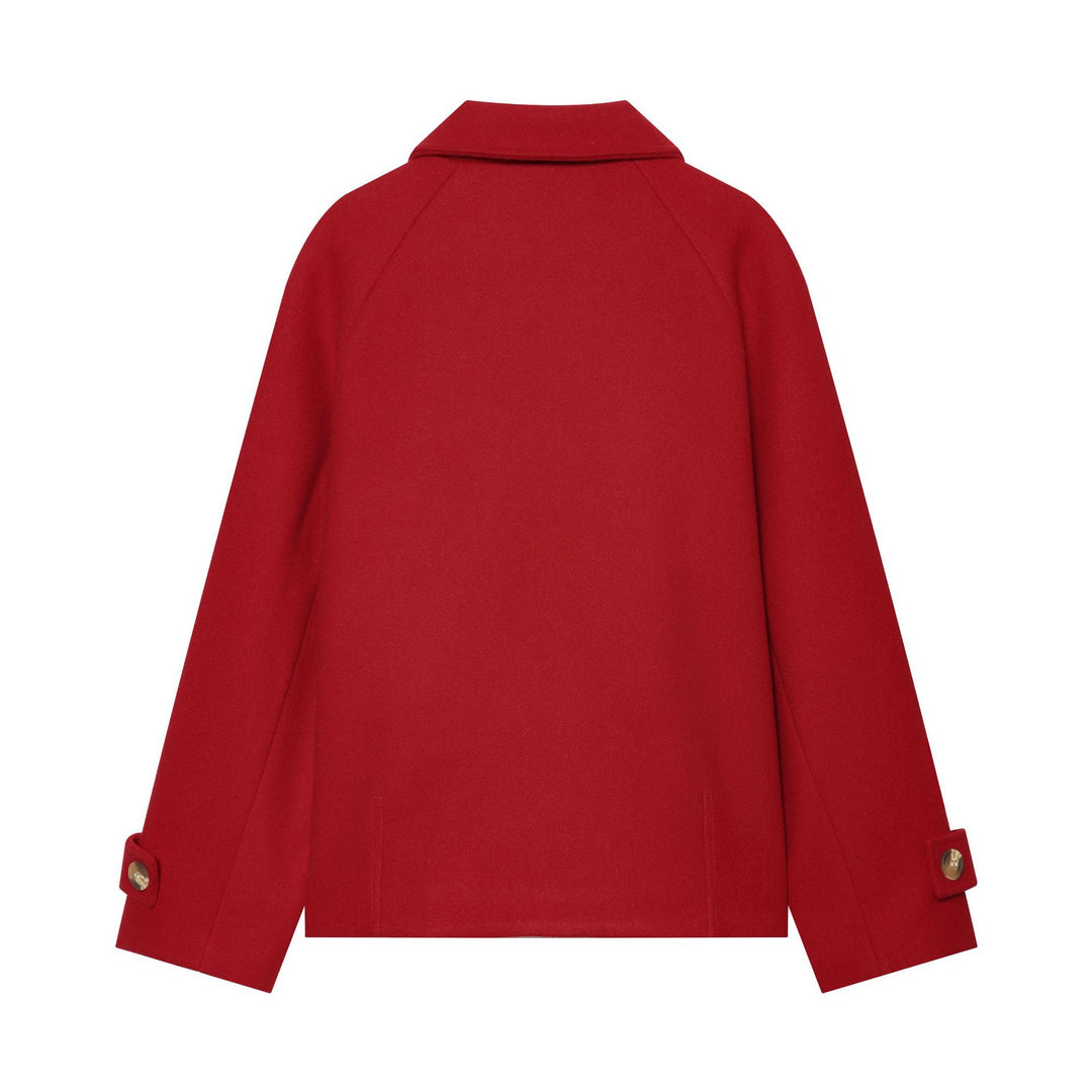 Damen Kurzmantel im Cape‑Style aus Wollmix mit Raglanärmeln und aufgesetzten Taschen Drune