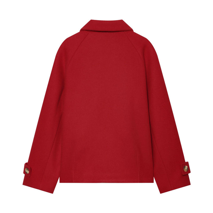 Damen Kurzmantel im Cape‑Style aus Wollmix mit Raglanärmeln und aufgesetzten Taschen Drune