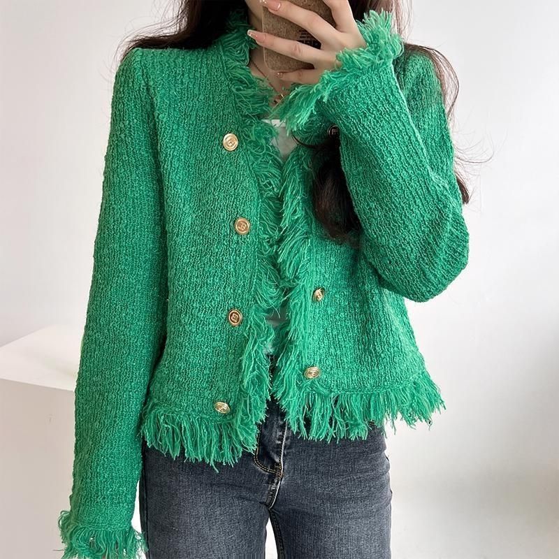 Damen Strickjacke mit Fransen Drune
