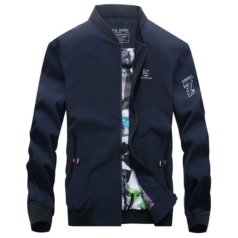 Herren leichte wasserabweisende Bomberjacke mit Camouflage‑Mesh‑Innenfutter und geripptem Kragen Drune