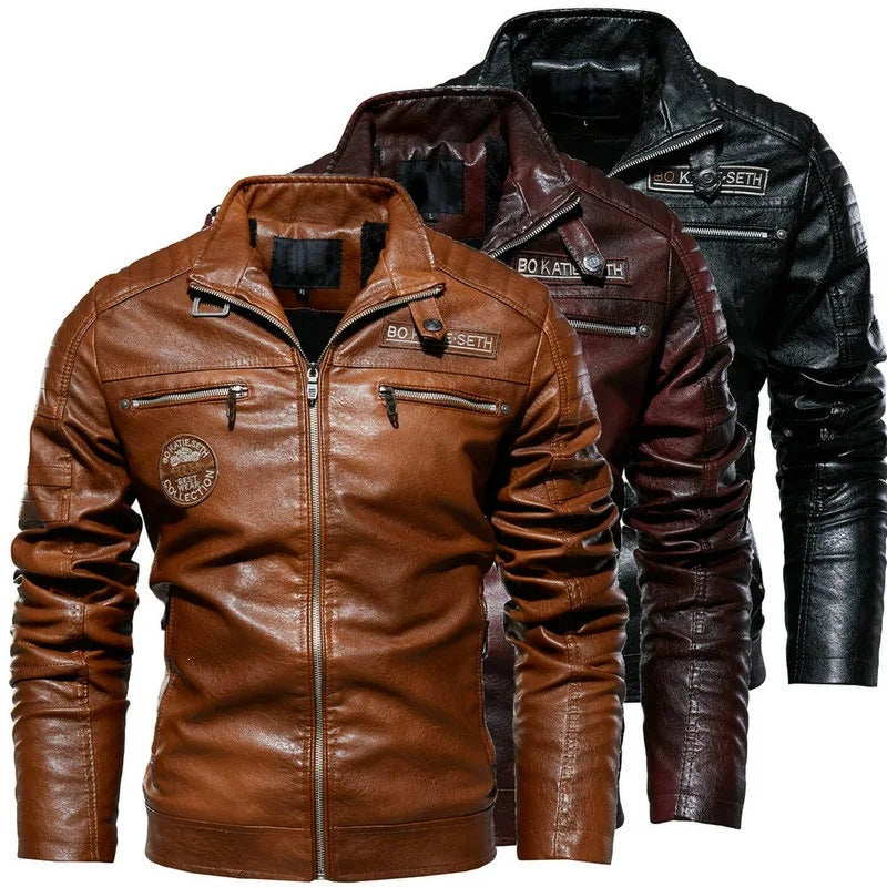 Herren Modische Bikerjacke aus Leder Drune