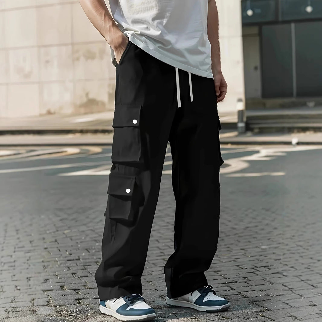Herren Locker sitzende Cargo-Hose mit mehreren Klapp- und Utility-Taschen & Kordelzugbund Drune
