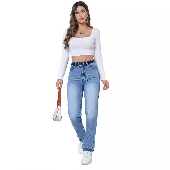Damen Hoch taillierte Jeans mit schmalem Schnitt Drune