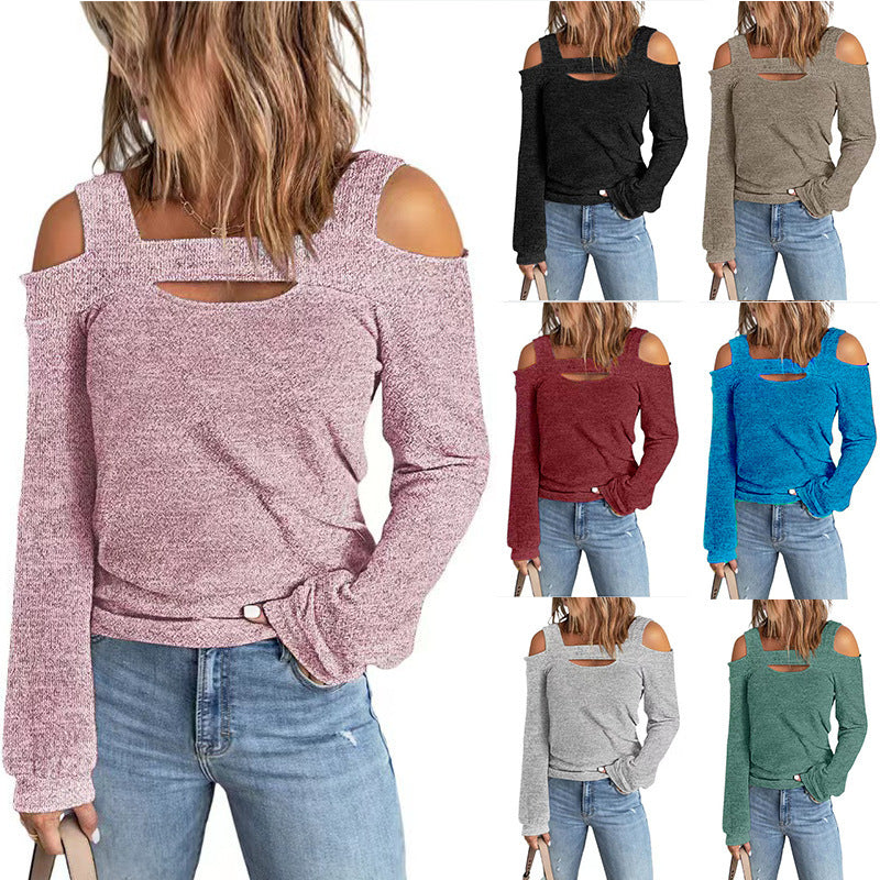 Damen lässiges Langarmshirt mit Cut-Out-Design Drune