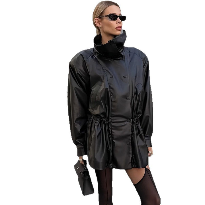 Damen Oversize-Thermojacke mit hohem Kragen und strukturierter Oberfläche Drune
