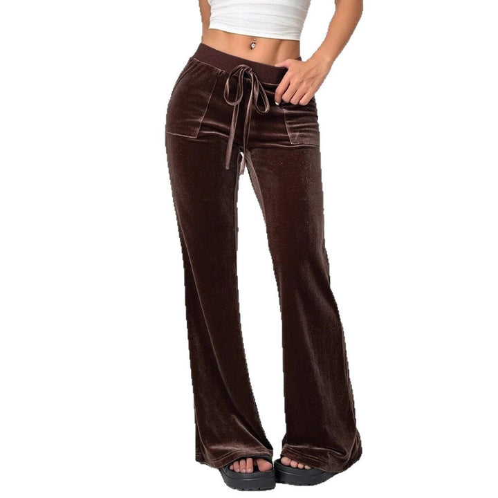 Damen Velours Freizeithose mit elastischem Bund und Taschen Drune