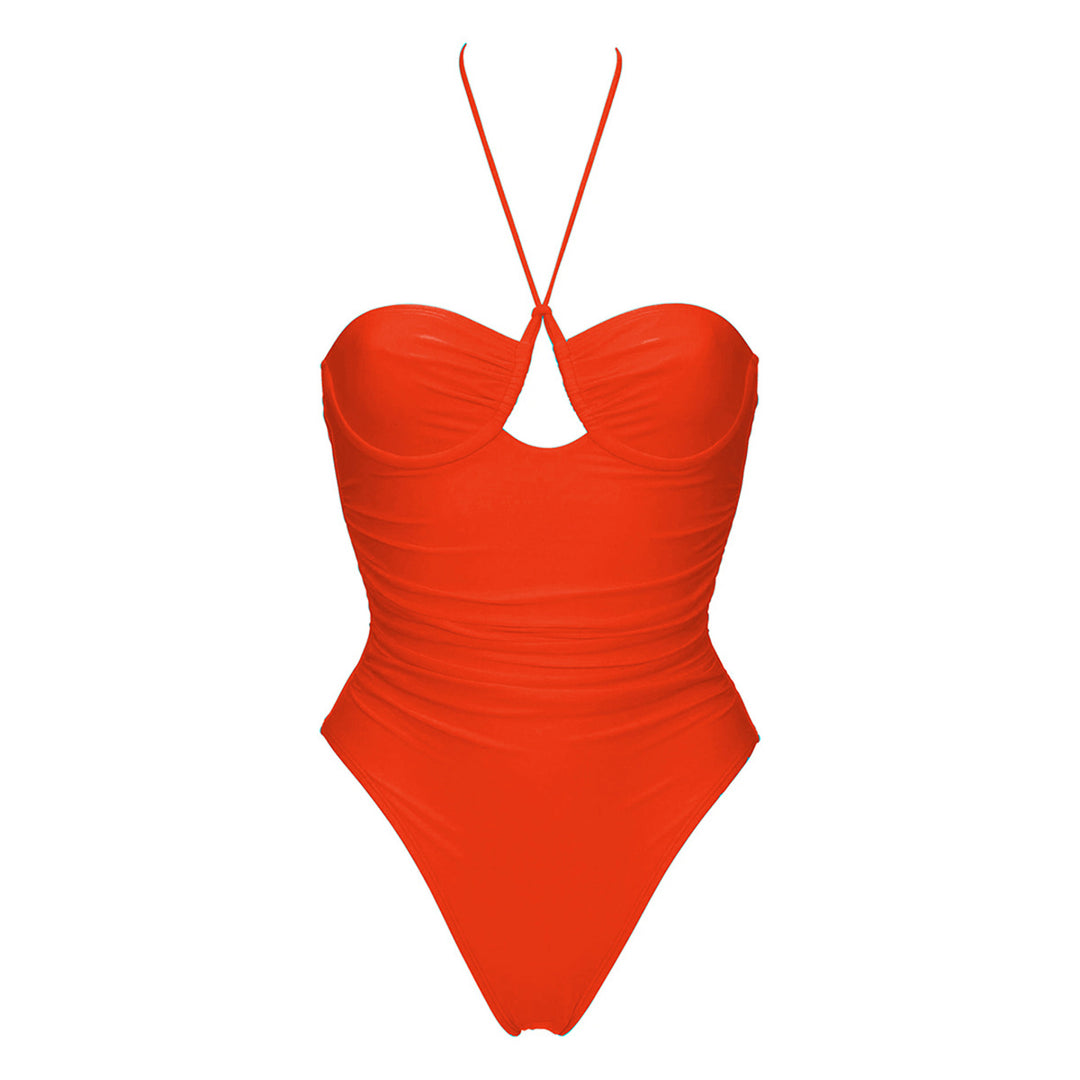 Damen Einteiliger Badeanzug mit elegantem Cut-Out und Raffungen Drune