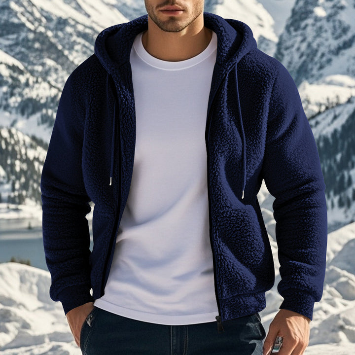 Herren kuschelige Fleecejacke mit hohem Kragen und Reißverschluss Drune