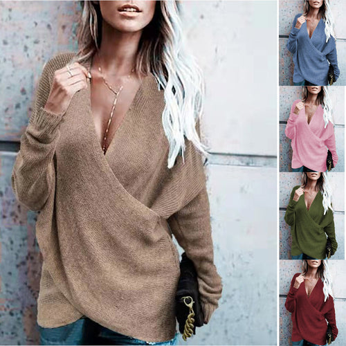 Damen Wickelstrickpullover Drune