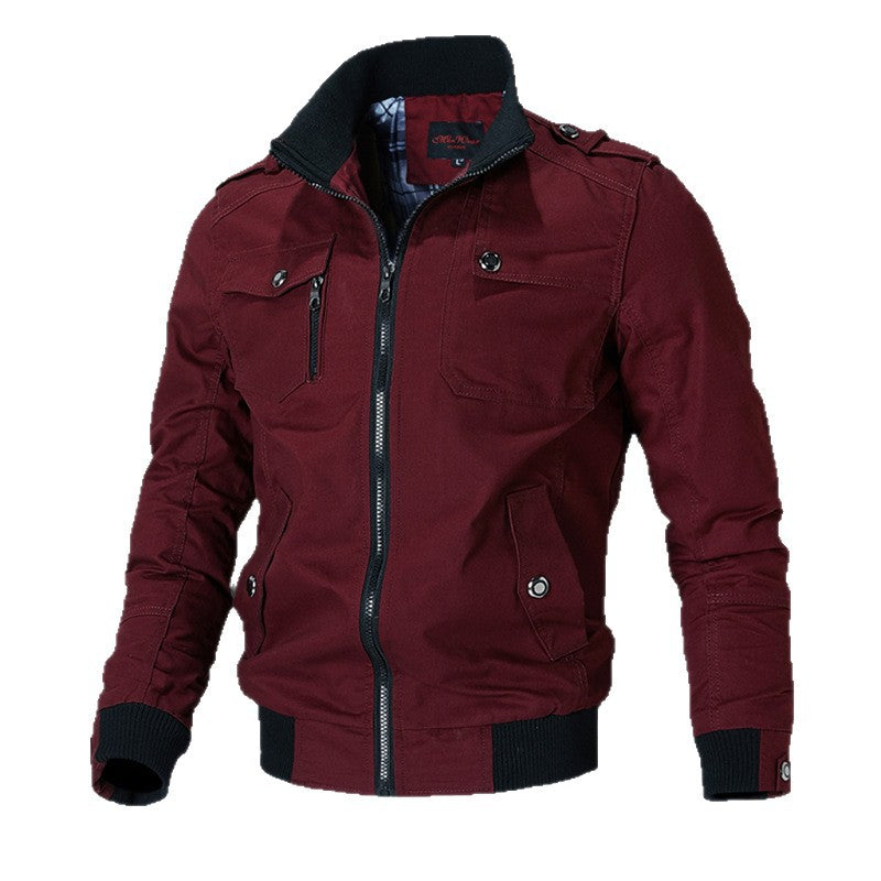Herren Leichte Canvas-Fieldjacke mit Reißverschluss und Schulterklappen Drune