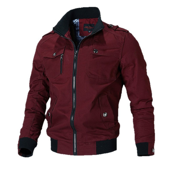 Herren Leichte Canvas-Fieldjacke mit Reißverschluss und Schulterklappen Drune