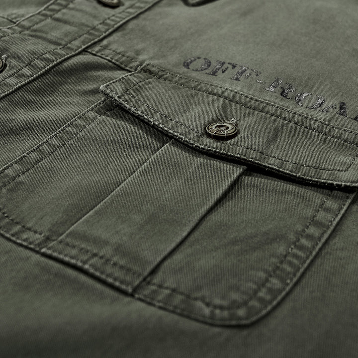 Herren Robustes Canvas-Utility-Hemd mit Brusttaschen und Kentkragen Drune