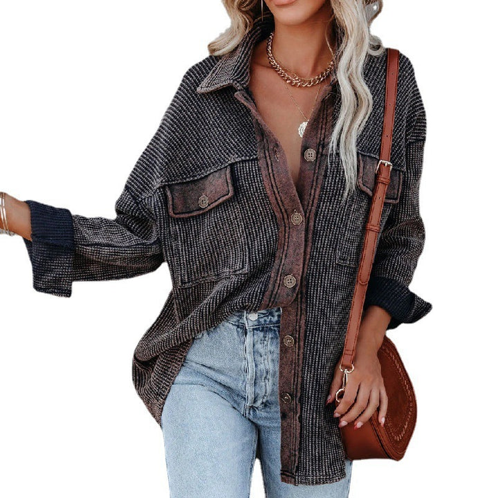 Damen lässige Overshirtjacke mit strukturiertem Design und praktischen Taschen Drune