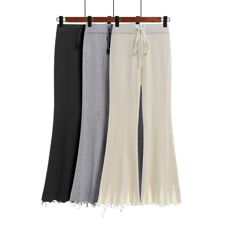 Damen Bequeme und lässige Strickpalazzo-Hose Drune