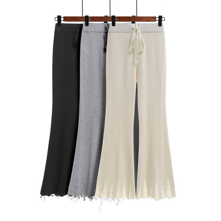 Damen Bequeme und lässige Strickpalazzo-Hose Drune