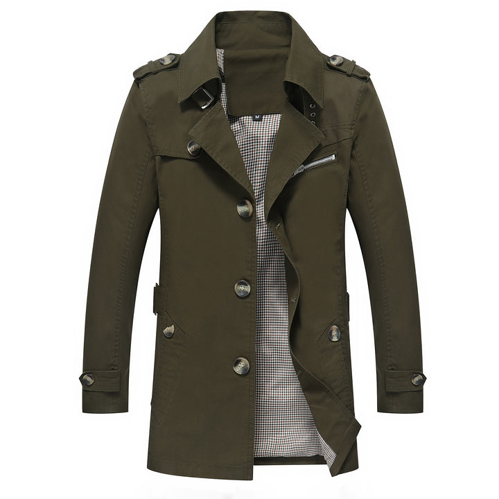 Herren Leichter Trenchcoat im Fieldstil mit Epauletten und Karofutter Drune