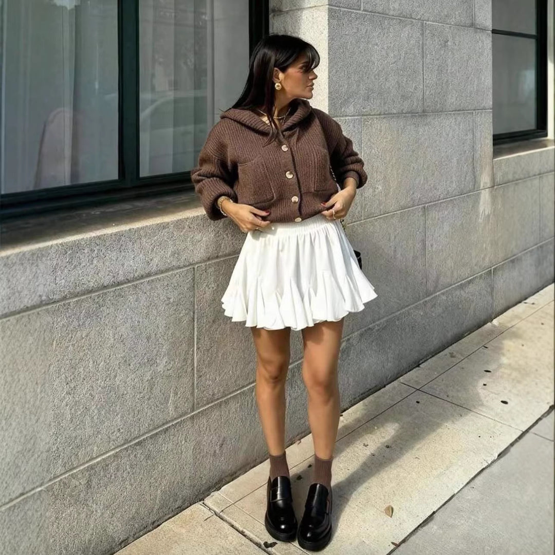 Damen Strickjacke mit Knöpfen und kontrastierendem Design Drune