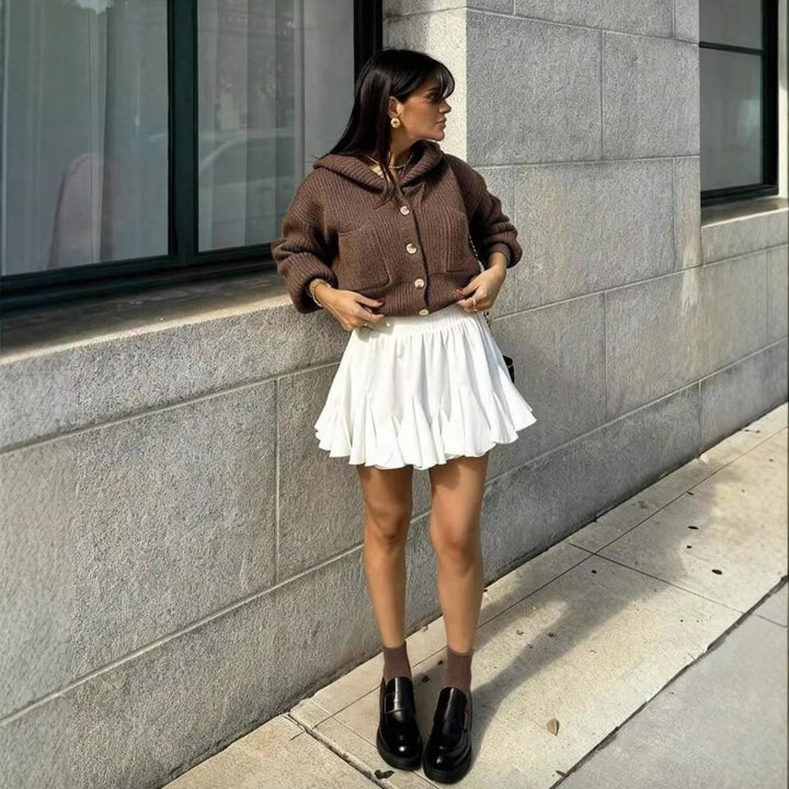 Damen Strickjacke mit Knöpfen und kontrastierendem Design Drune