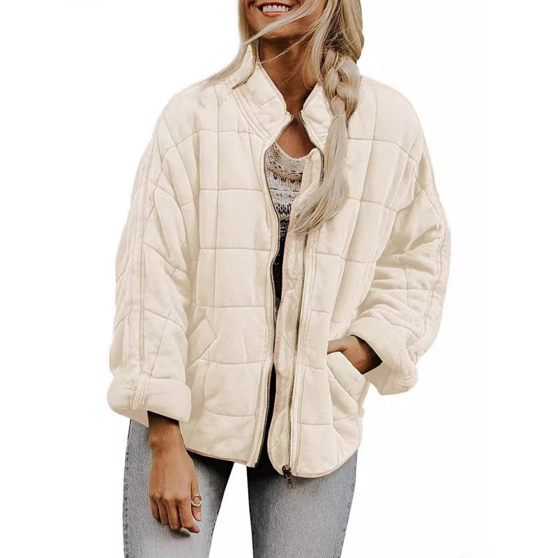 Damen Steppjacke im Oversized Schnitt mit Stehkragen und verdecktem Reißverschluss Drune