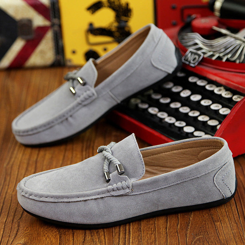 Damen weicher Veloursleder Mokassin Loafer mit geflochtener Dekorschnur und flexibler Gummisohle Drune
