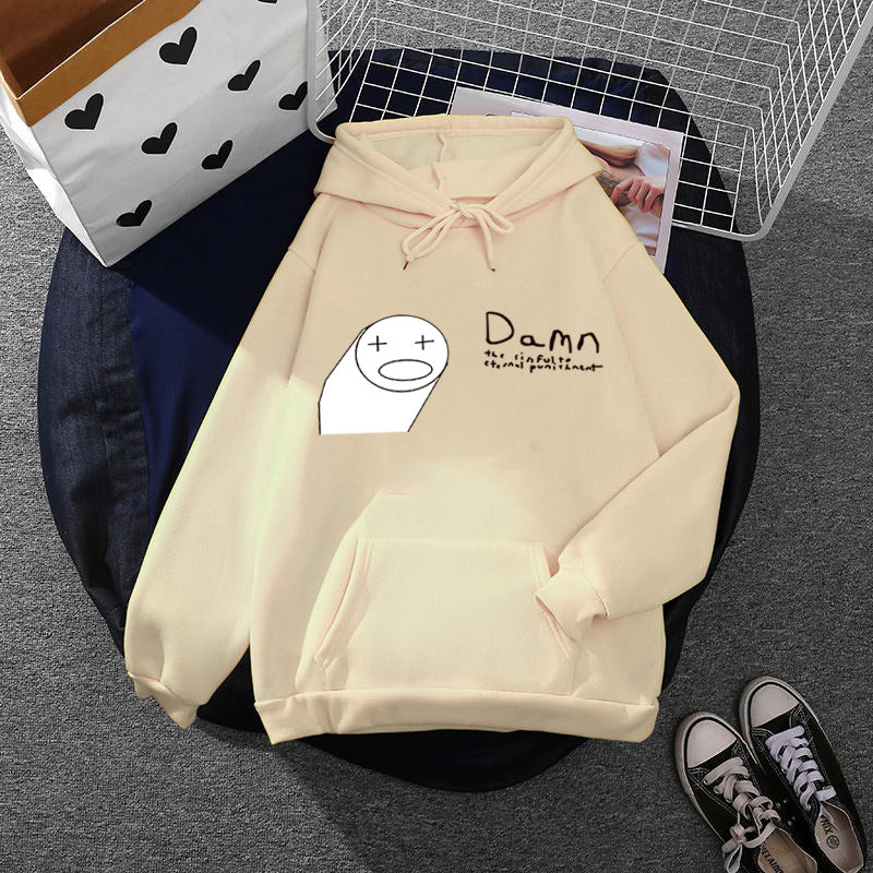 Damen nan Kapuzenpullover mit minimalistischer Grafik, lockerer Oversize-Passform und Kängurutasche Drune