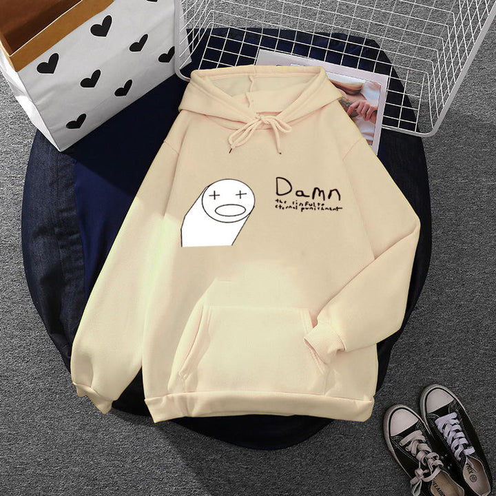 Damen nan Kapuzenpullover mit minimalistischer Grafik, lockerer Oversize-Passform und Kängurutasche Drune