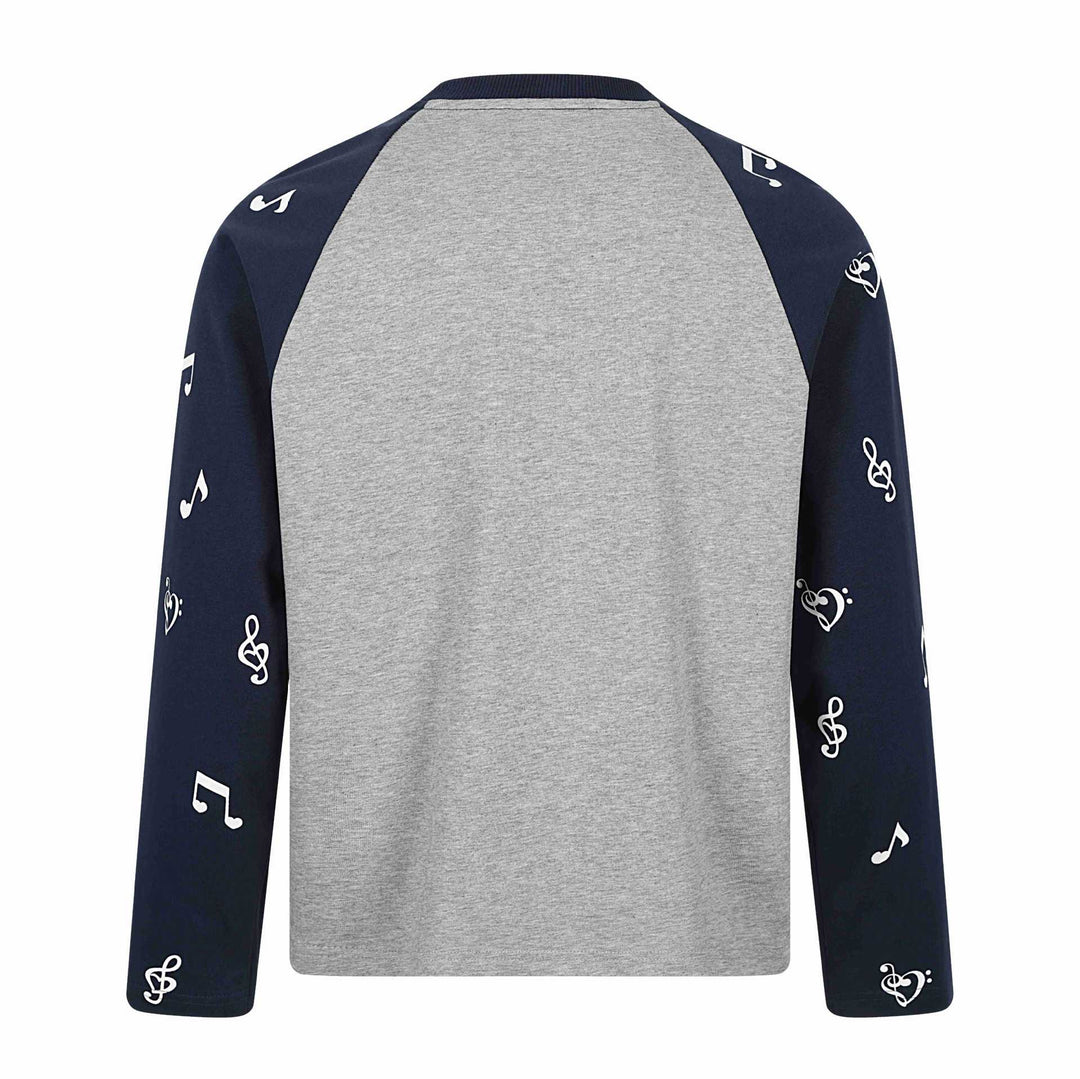 Unisex Langarm-Raglanshirt mit Musikprint und Notenärmeln Drune