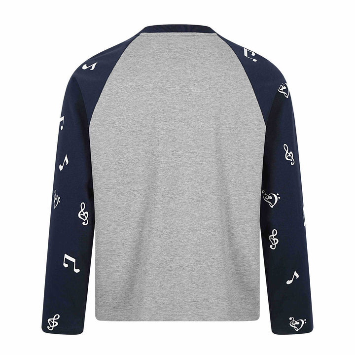 Unisex Langarm-Raglanshirt mit Musikprint und Notenärmeln Drune