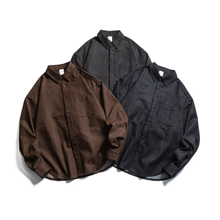 Herren Boxy Hemdjacke aus robustem Twill mit abgerundetem Saum Drune