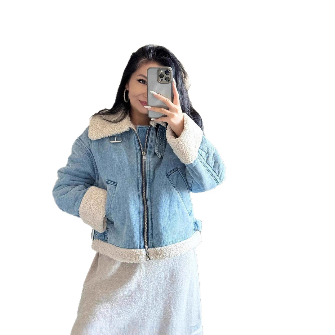 Damen lässige Übergangsjacke mit Kunstfellkragen Drune