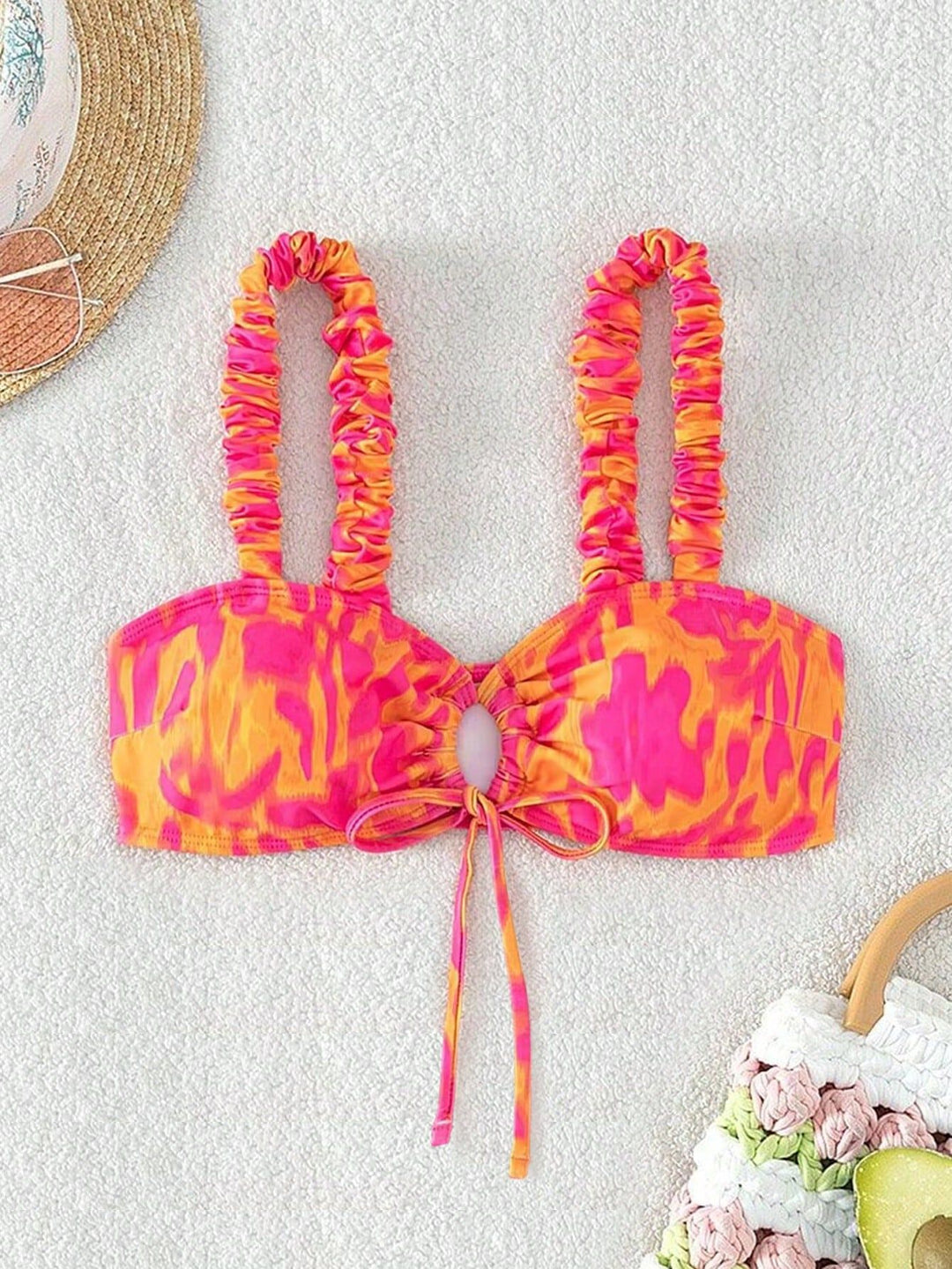 Damen Hochgeschnittener Bikini mit Rüschendetails Drune