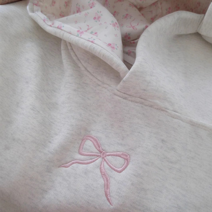 Damen-Hoodie mit floralem Stickdesign und bedrucktem Kapuzenfutter Drune