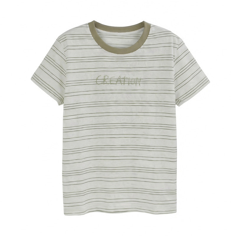 Damen Modernes Streifen-Shirt mit Rundhalsausschnitt Drune