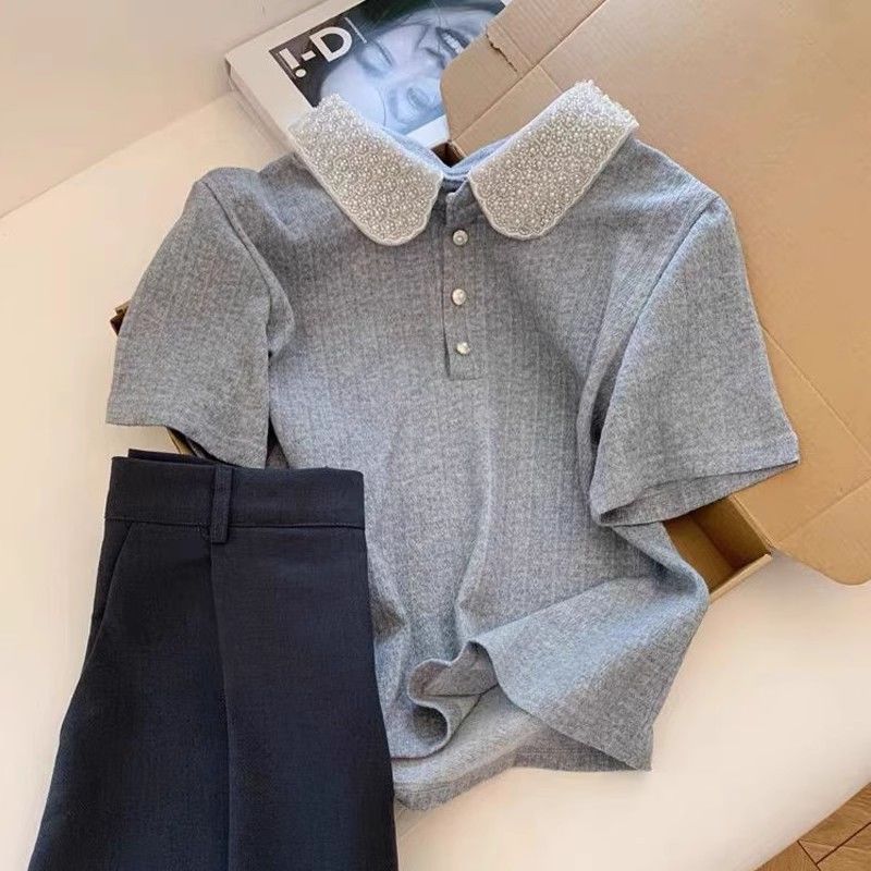 Damen Polo-Oberteil mit elegantem Kragen Drune