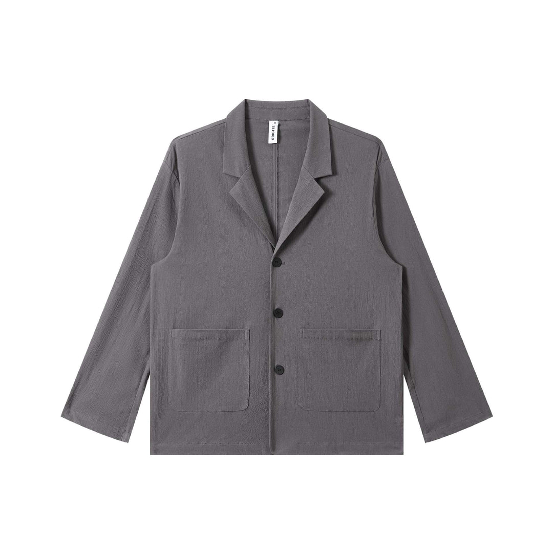 Herren Leichtes Struktur-Overshirt mit Reverskragen, Knopfleiste und aufgesetzten Taschen Drune