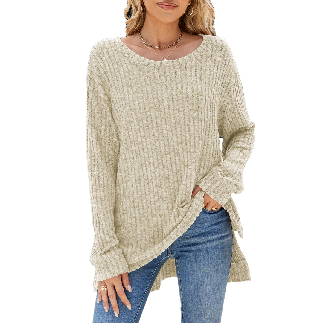 Damen lässiges Langarmshirt aus samtigem Rippstrick Drune